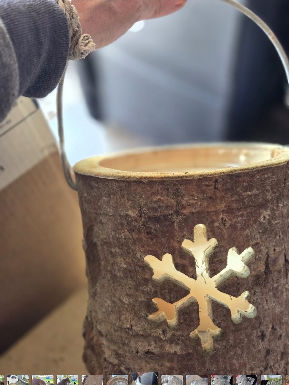 Gold Snowflake Rustic Bark Candle Holder - Home Accents Huge